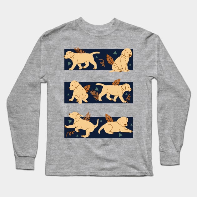 Labrador Puppy Pattern Long Sleeve T-Shirt by Wlaurence